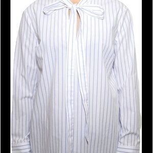 2/40$ Michael Michael Kors Long Sleeve Bow Neck Striped Blouse Shirt medium